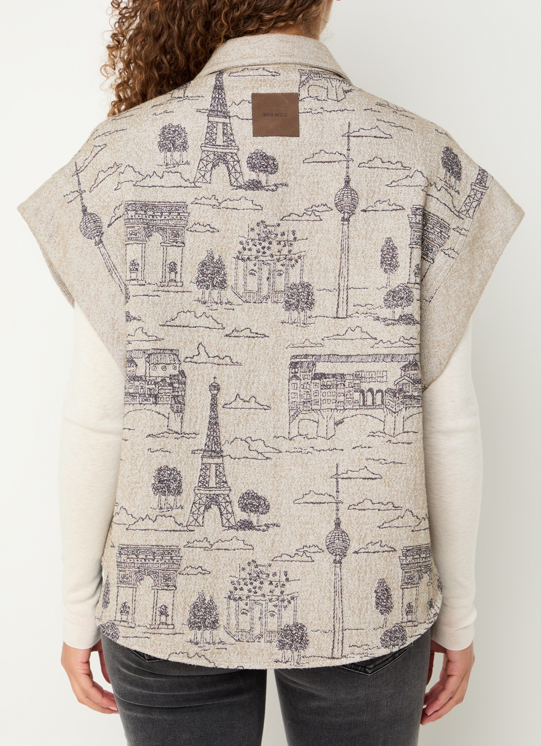 Mos Mosh MMVersa Tale gilet met jacquard dessin - achterkant 4 zand