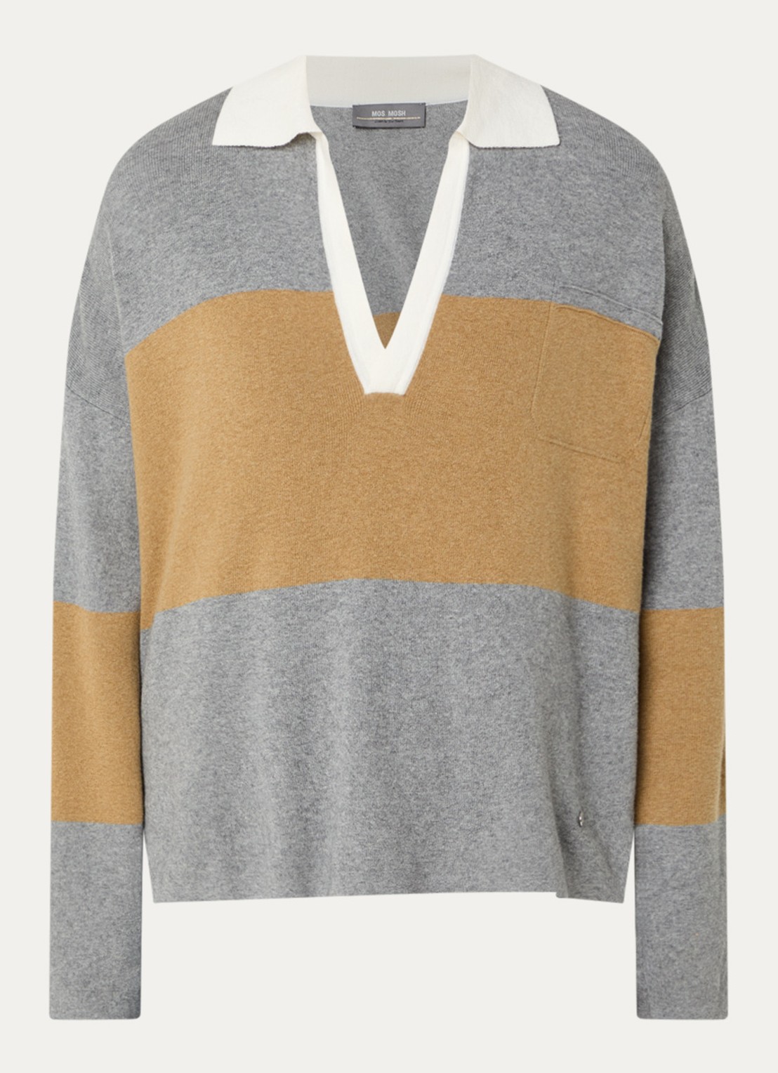 Mos Mosh MMWylie Tani fijngebeide pullover in kasjmierblend - voorkant camel