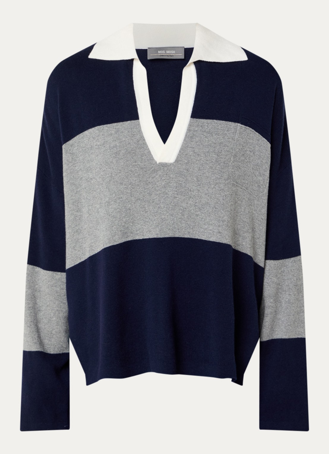 Mos Mosh MMWylie Tani fijngebeide pullover in kasjmierblend - voorkant 2 donkerblauw