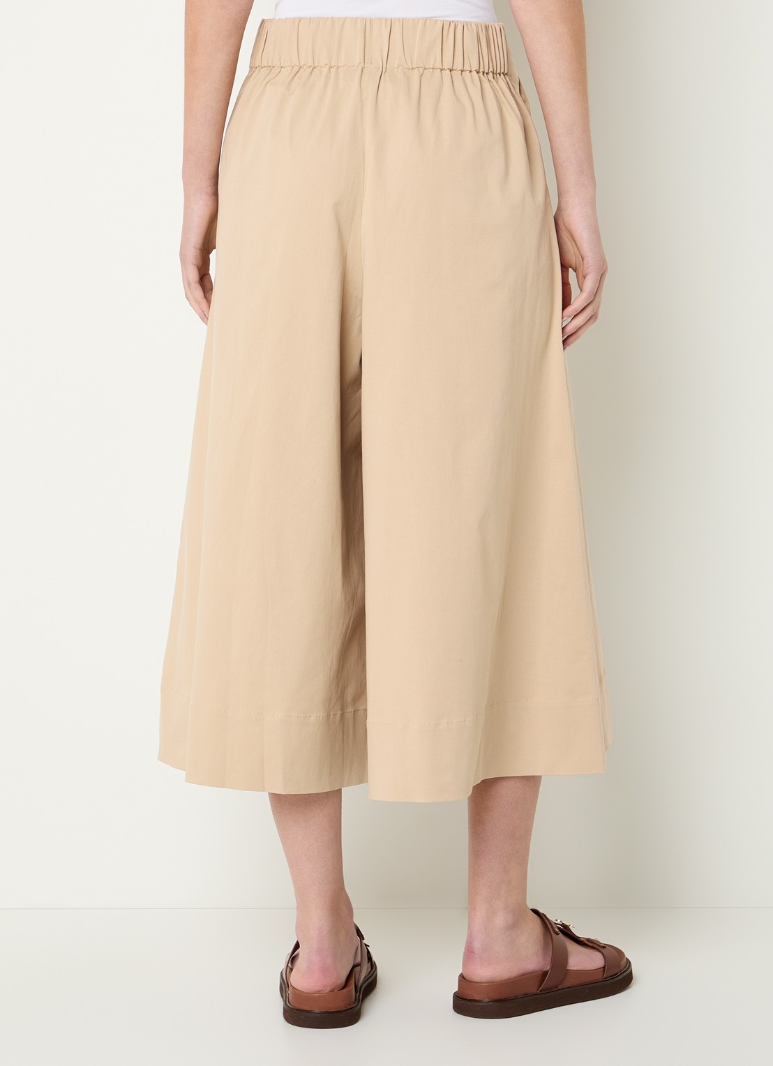 Mos Mosh MMZuri Tenca high waist wide fit culotte met steekzakken - achterkant beige