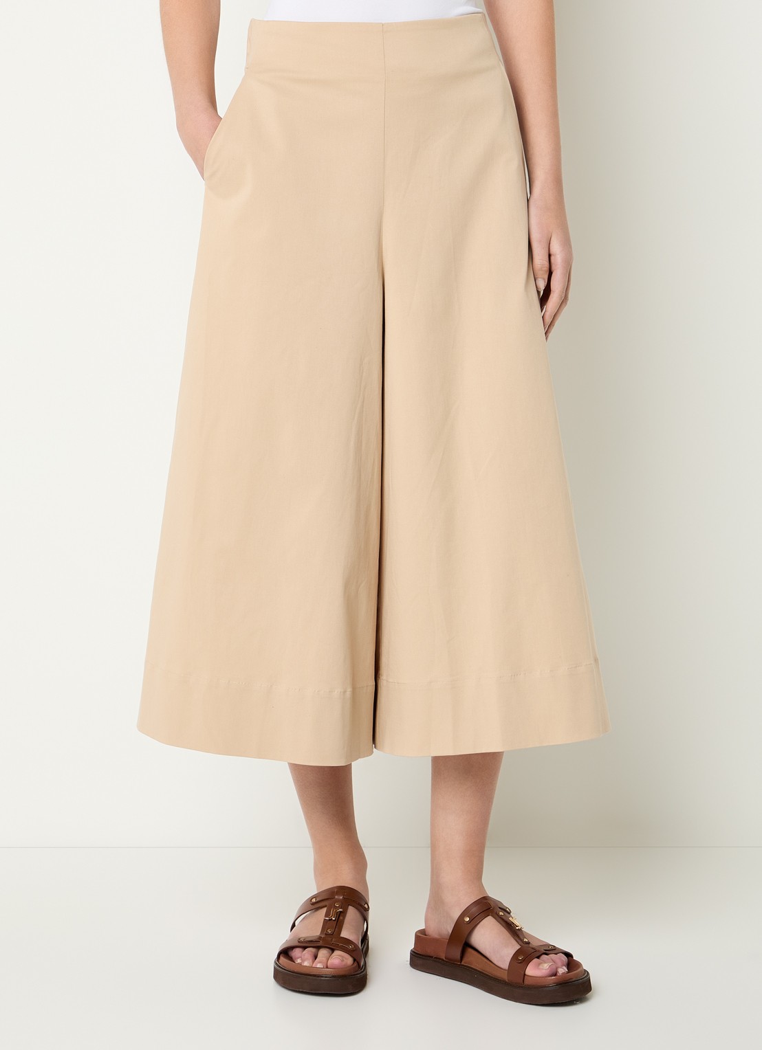 Mos Mosh MMZuri Tenca high waist wide fit culotte met steekzakken - detail 2 beige