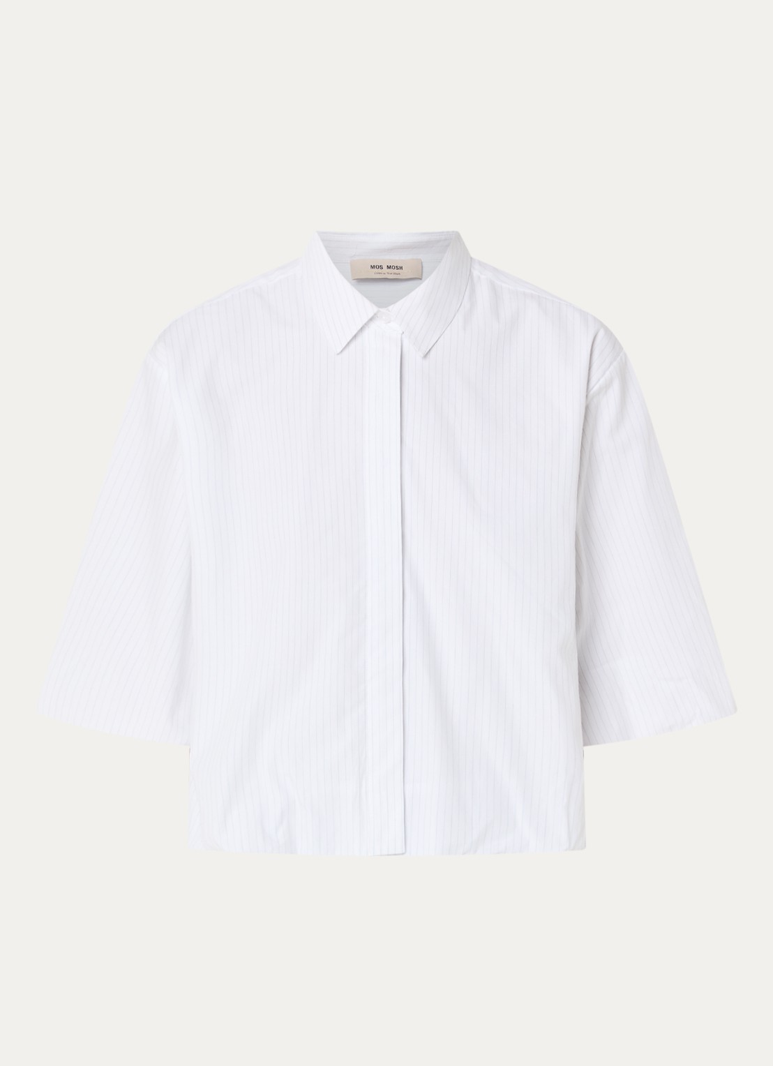 Mos Mosh Nylah blouse met pofmouw - voorkant 3 wit