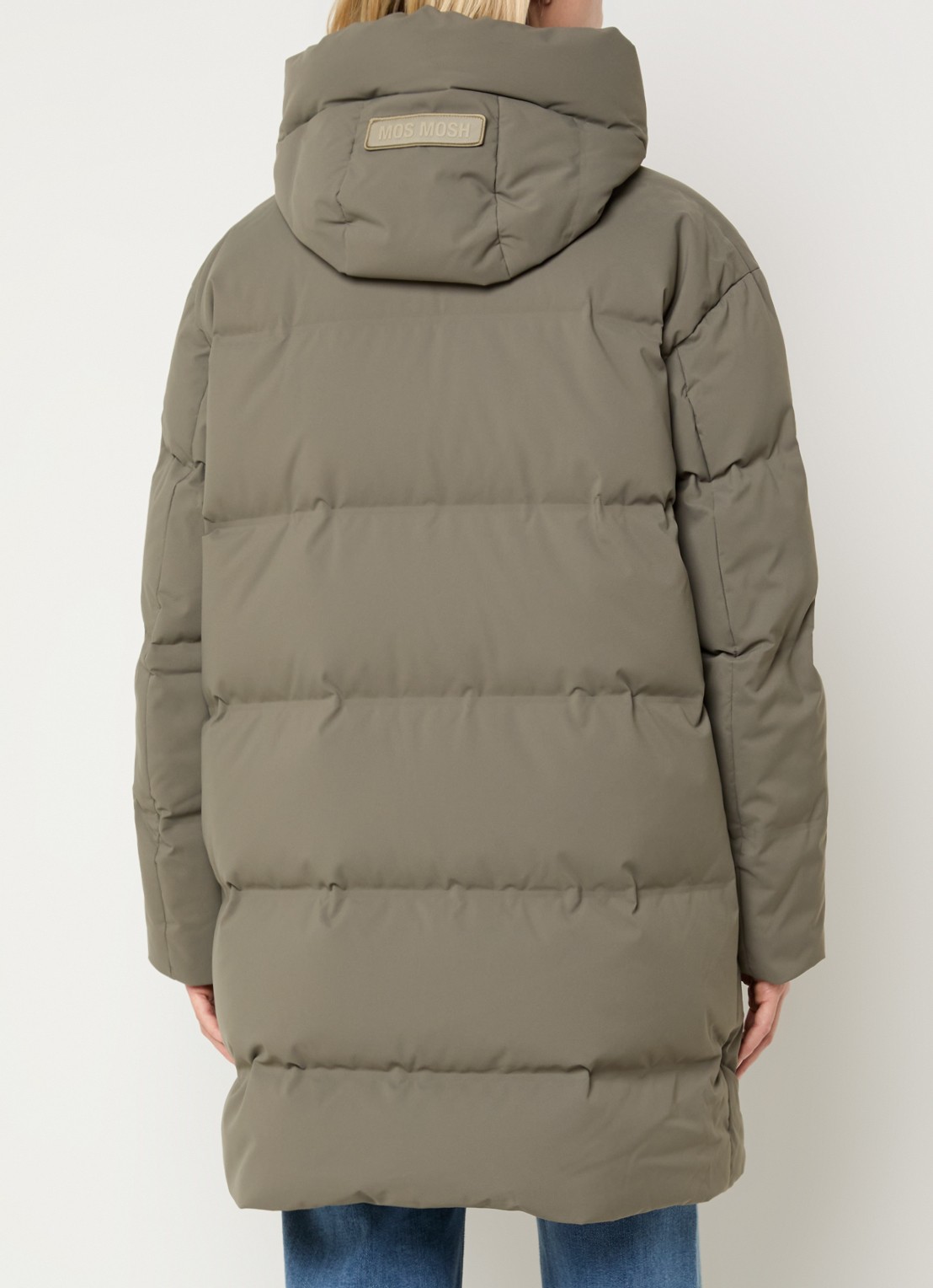 Mos Mosh Puffer jack met donsvulling en steekzakken - achterkant 4 olijfgroen