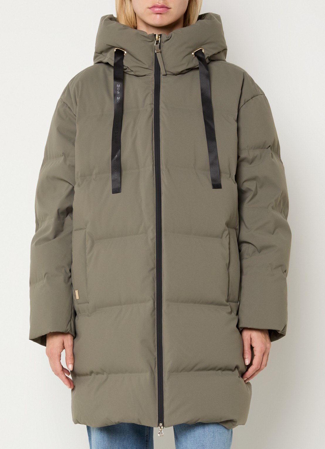 Mos Mosh Puffer jack met donsvulling en steekzakken - detail 3 olijfgroen