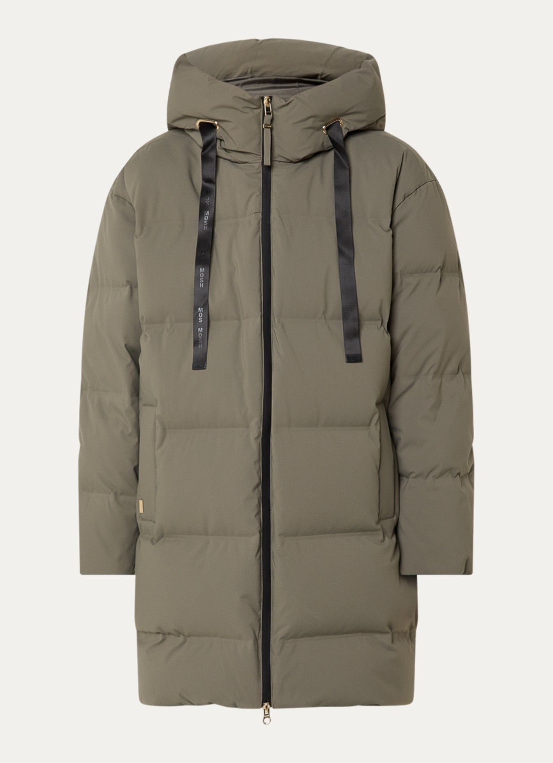 Mos Mosh Puffer jack met donsvulling en steekzakken - voorkant olijfgroen
