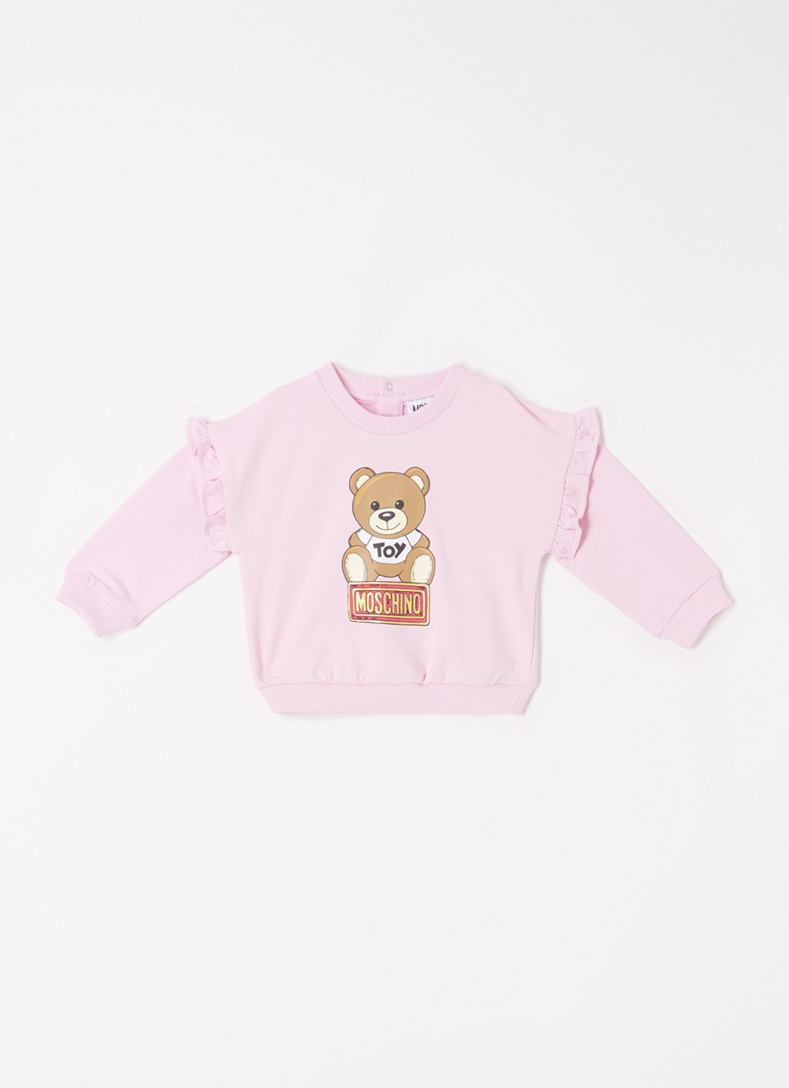Moschino Babyset met sweater en joggingbroek 2-delig - voorkant zalmroze