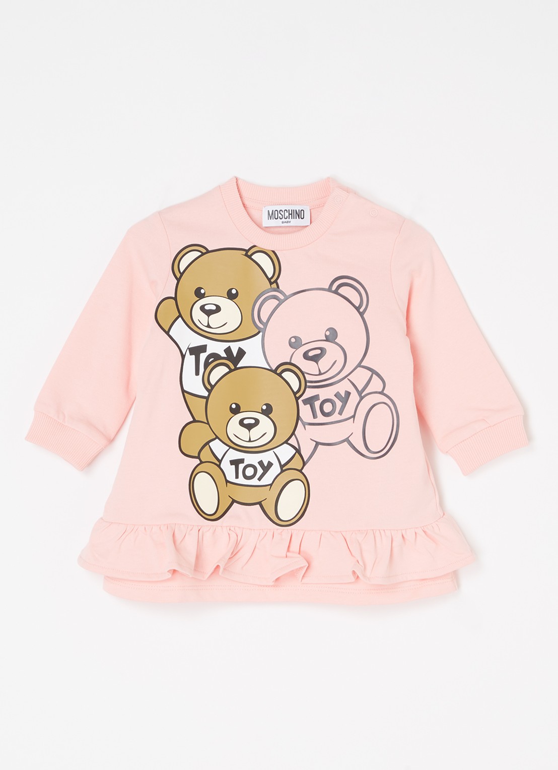 Moschino Trui-jurk met print en volant  - voorkant 2 lichtroze