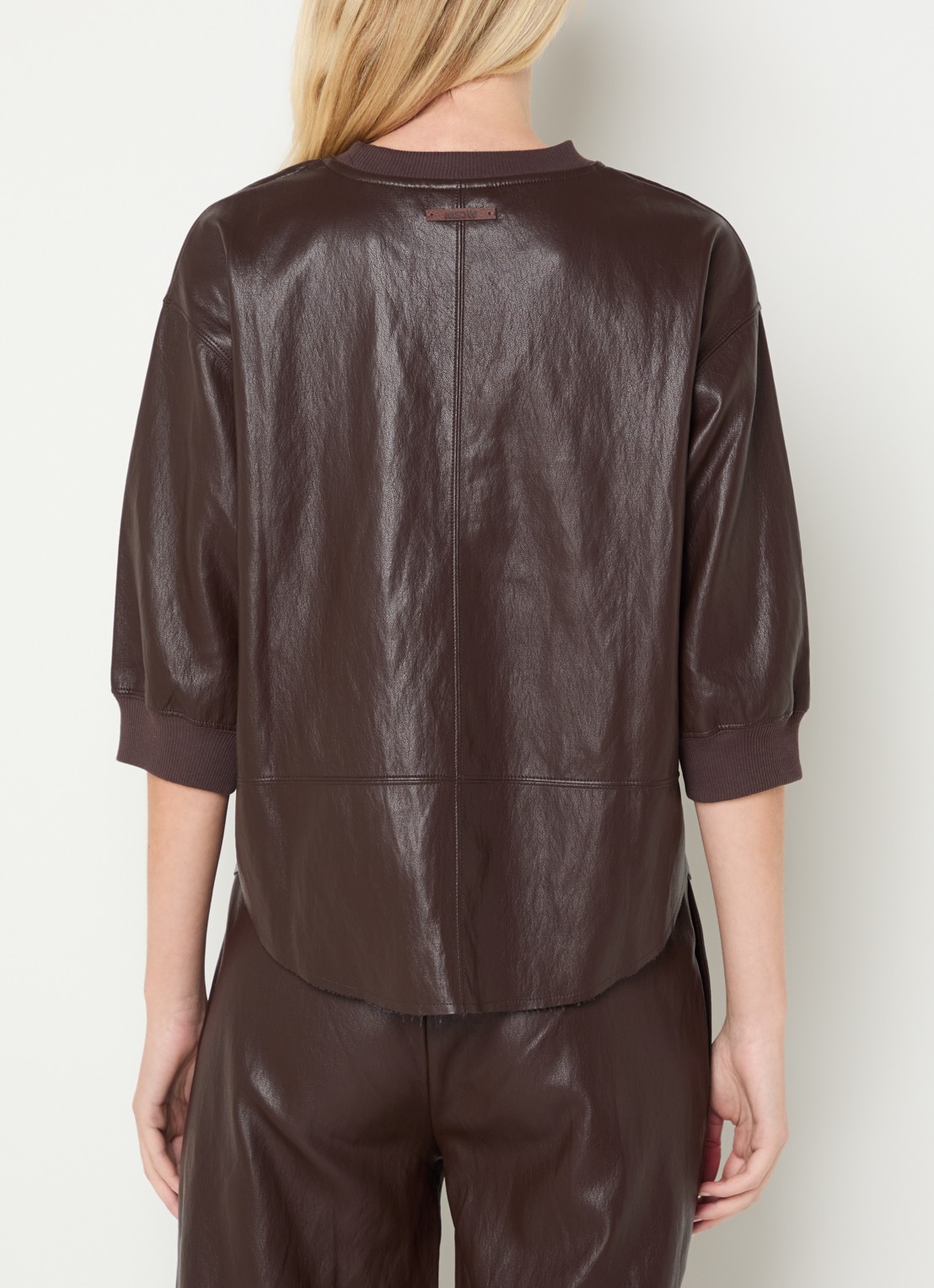 Moscow Antonella T-shirt van imitatieleer - achterkant 2 donkerbruin