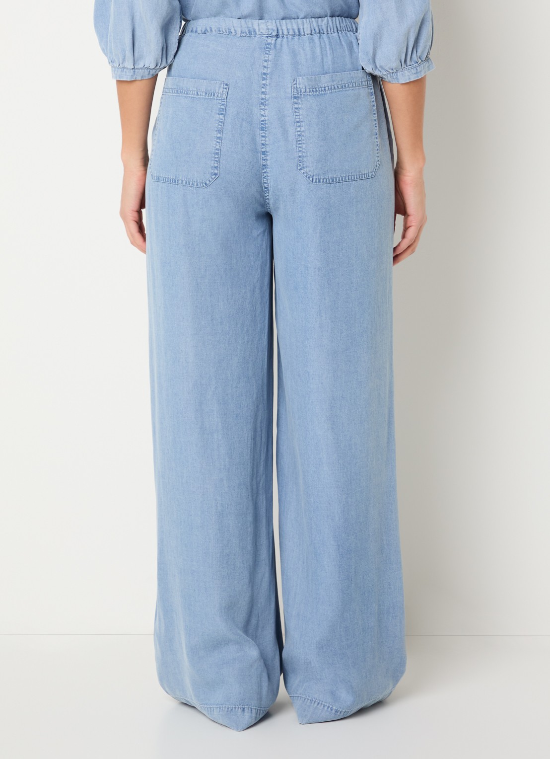 Moscow Barrow high waist wide fit broek van chambray - achterkant 3 indigo