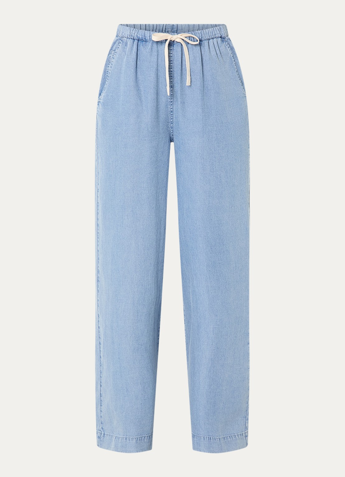 Moscow Barrow high waist wide fit broek van chambray - voorkant indigo