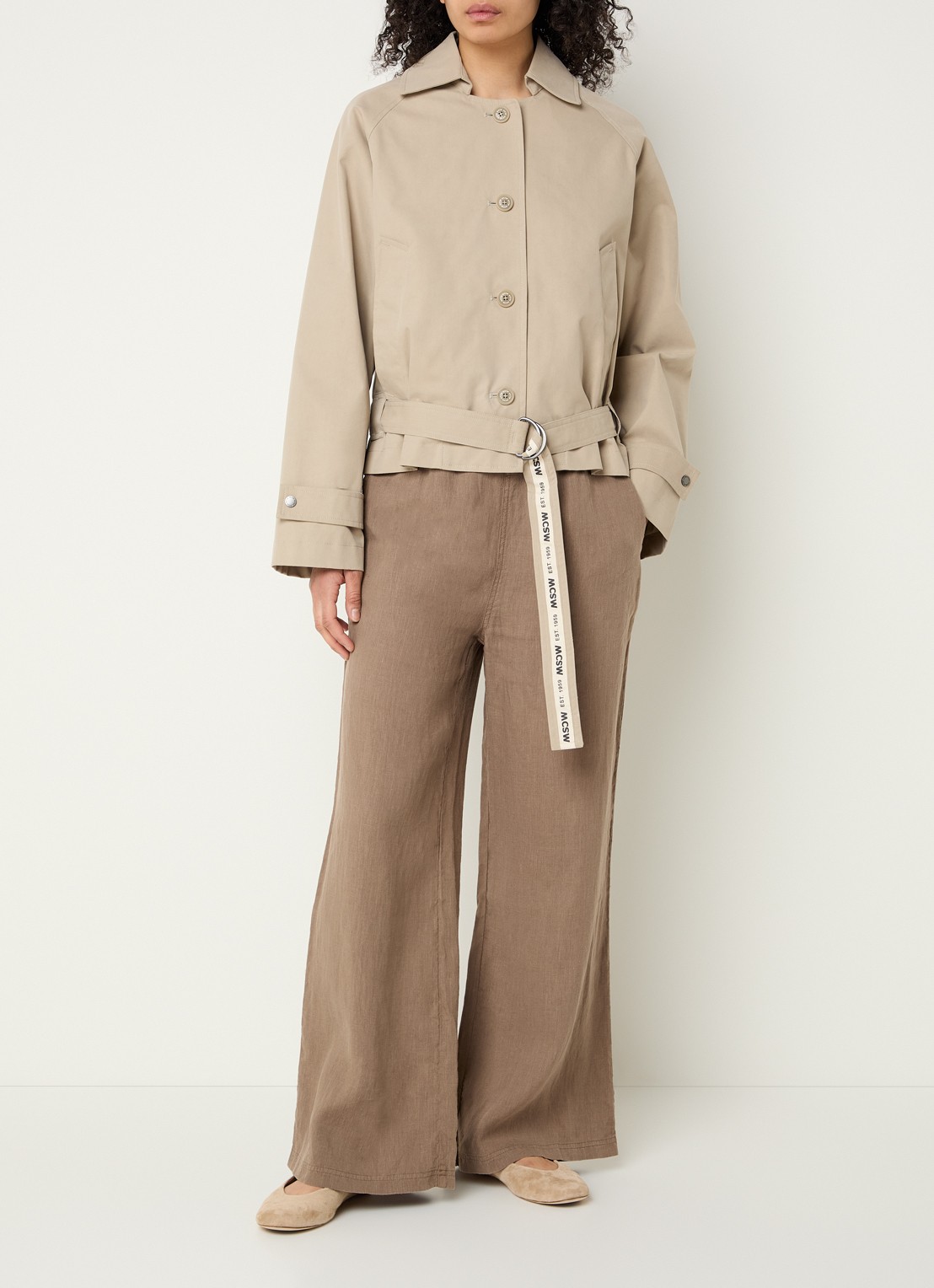 Moscow Danae trenchcoat met ceintuur - voorkant 3 beige