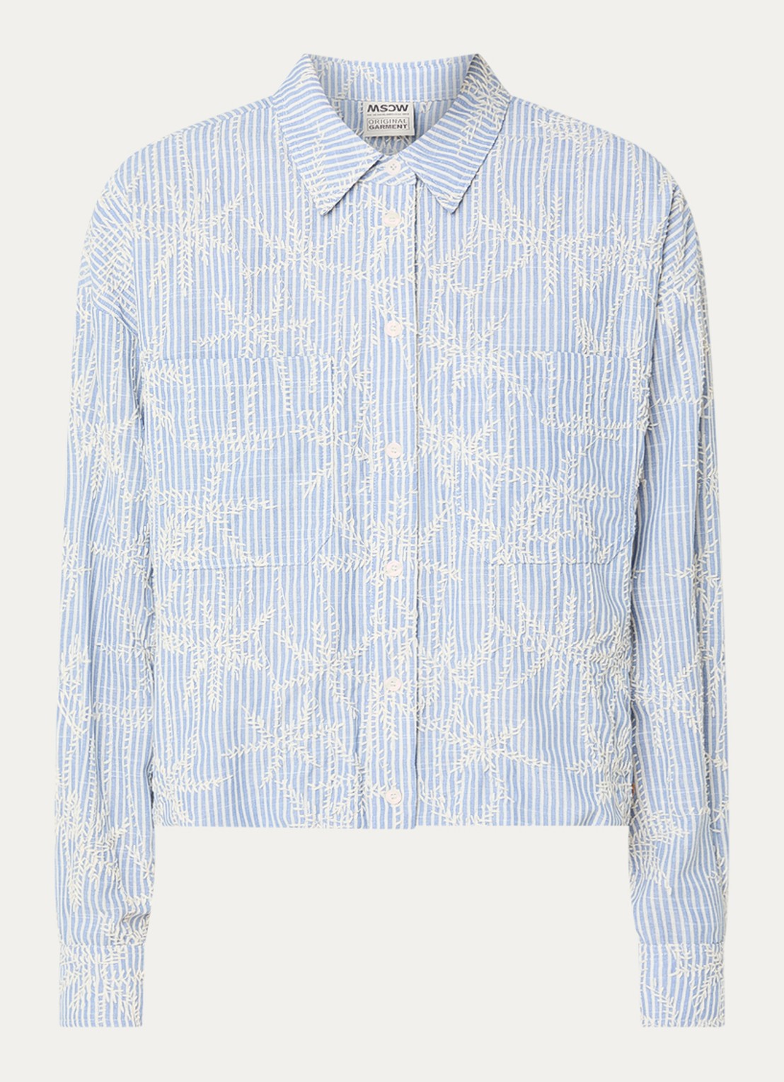 Moscow Femilia blouse met bloemenprint en borstzakken - voorkant 2 blauw