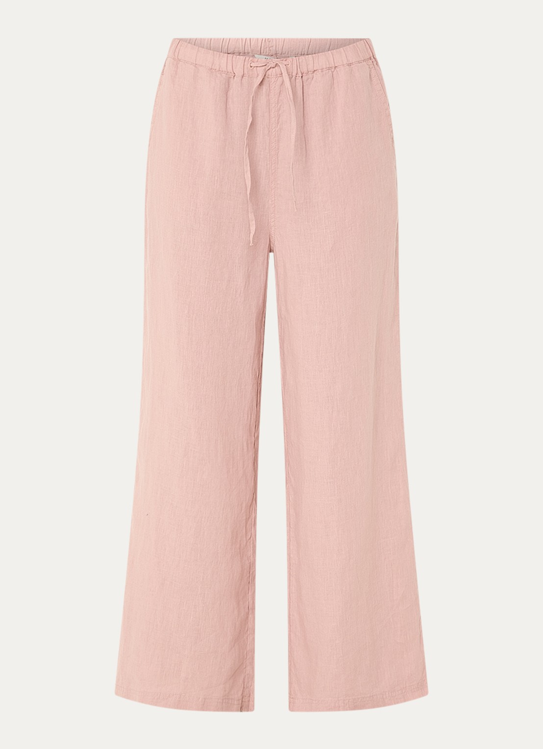 Moscow Heylow mid waist wide fit broek van linnen met steekzakken - voorkant roze