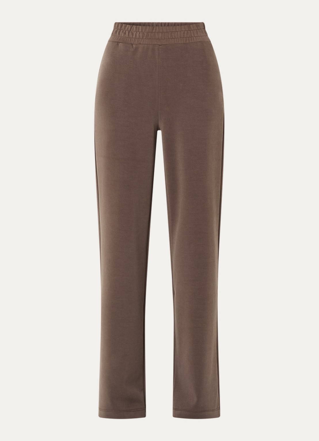 Moscow High waist straight fit joggingbroek met steekzakken - voorkant 2 lichtbruin