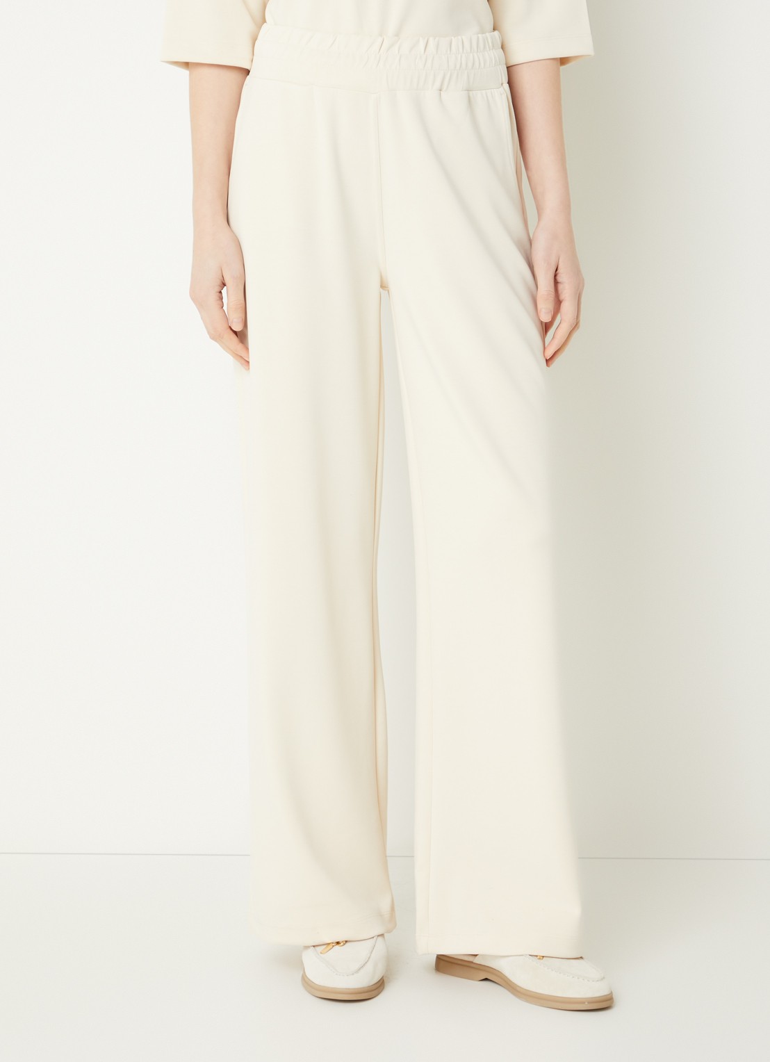 Moscow Jo high waist wide fit pantalon met steekzakken - detail 6 creme