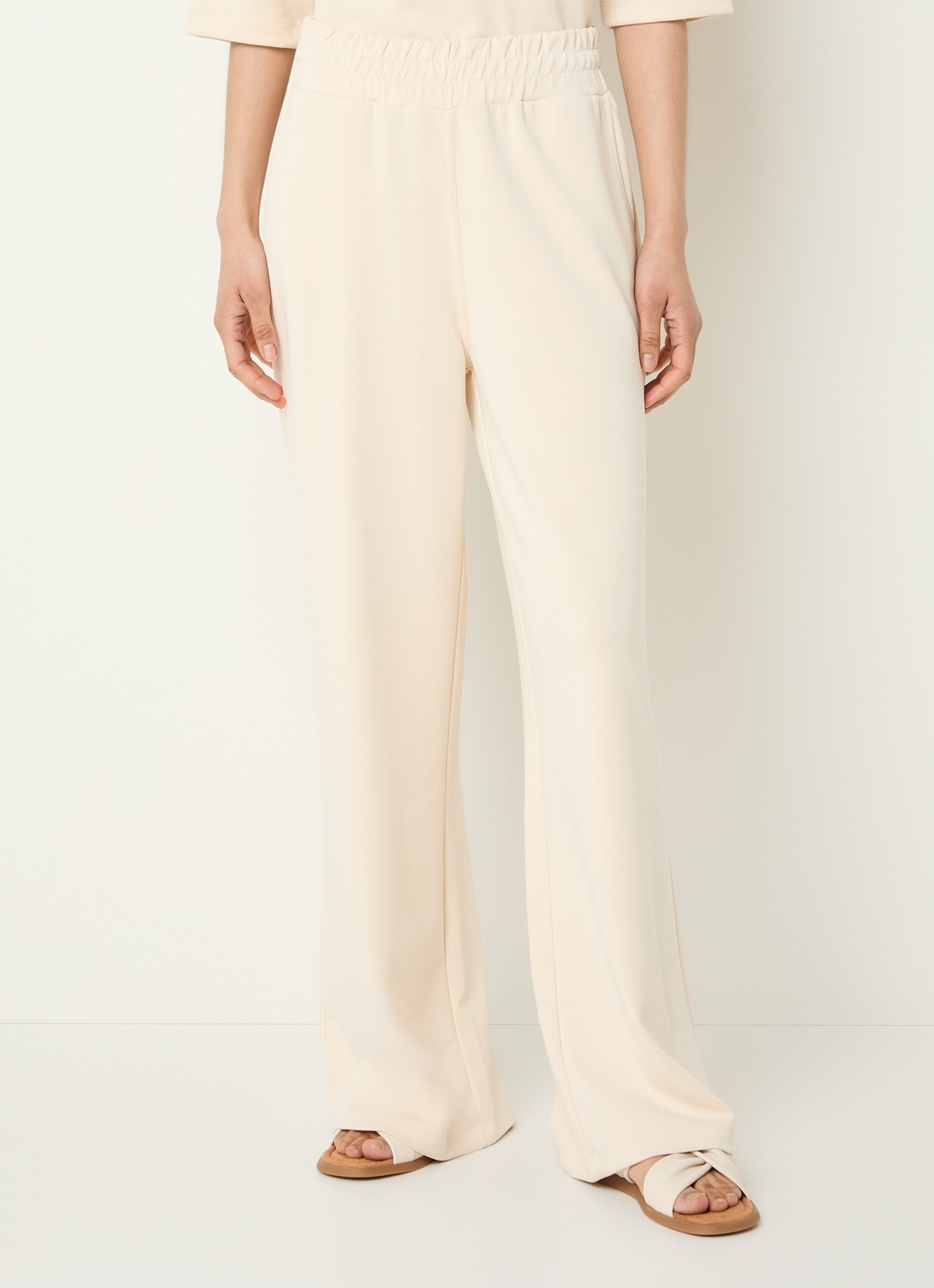 Moscow Jo high waist wide fit pantalon met steekzakken - detail 7 creme
