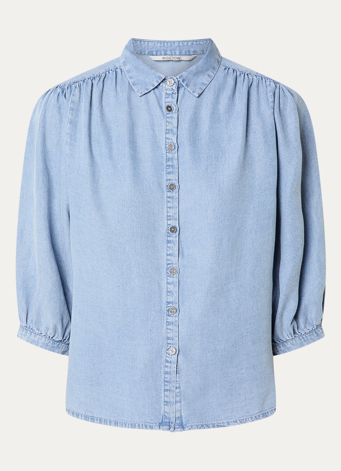 Moscow Jorn blouse van chambray - voorkant 3 blauwgrijs