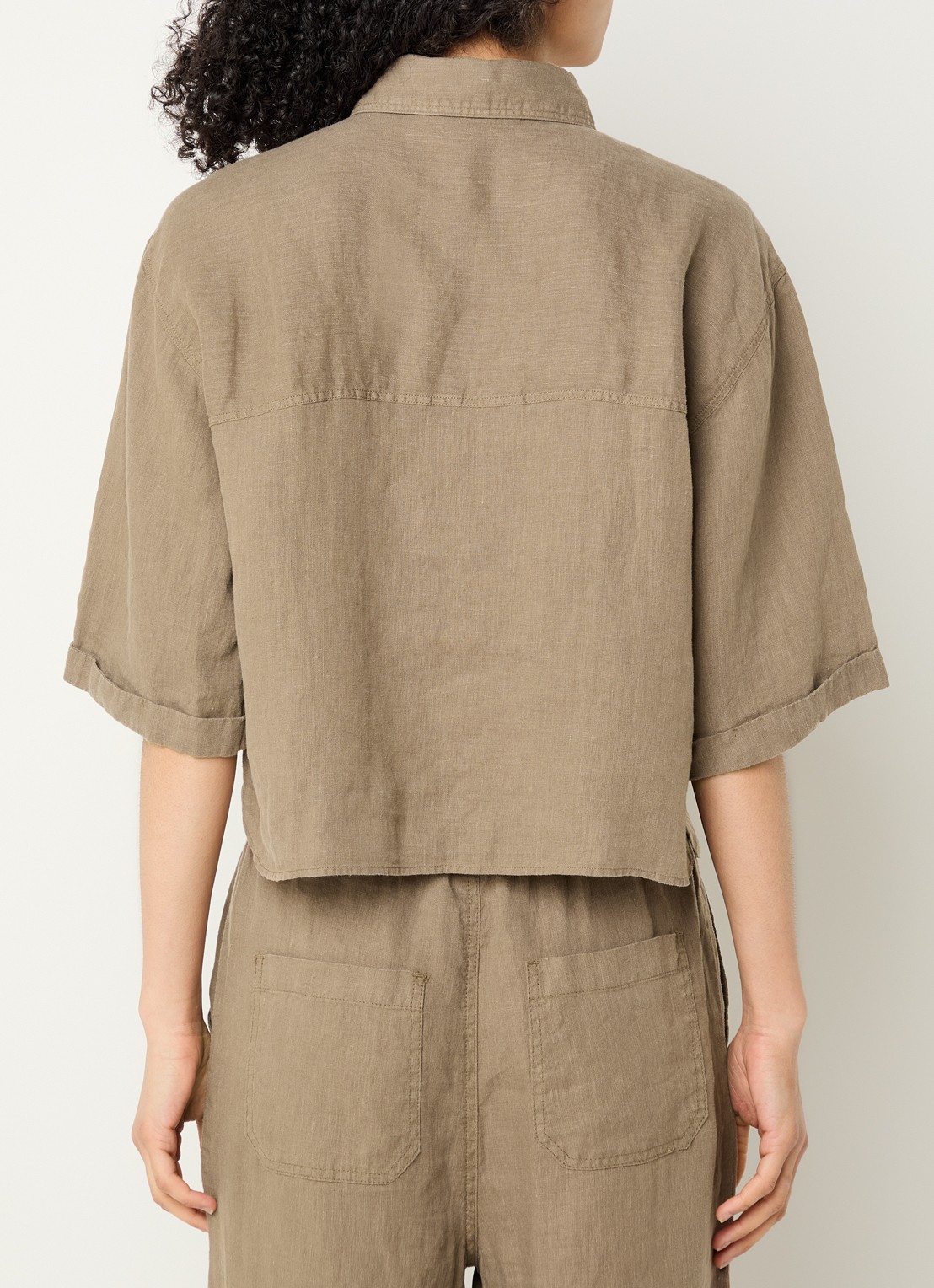 Moscow Lady blouse van linnen - achterkant 4 khaki
