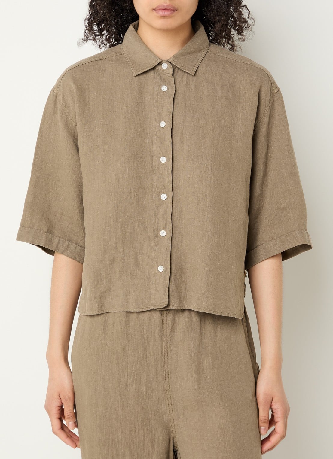 Moscow Lady blouse van linnen - detail 3 khaki