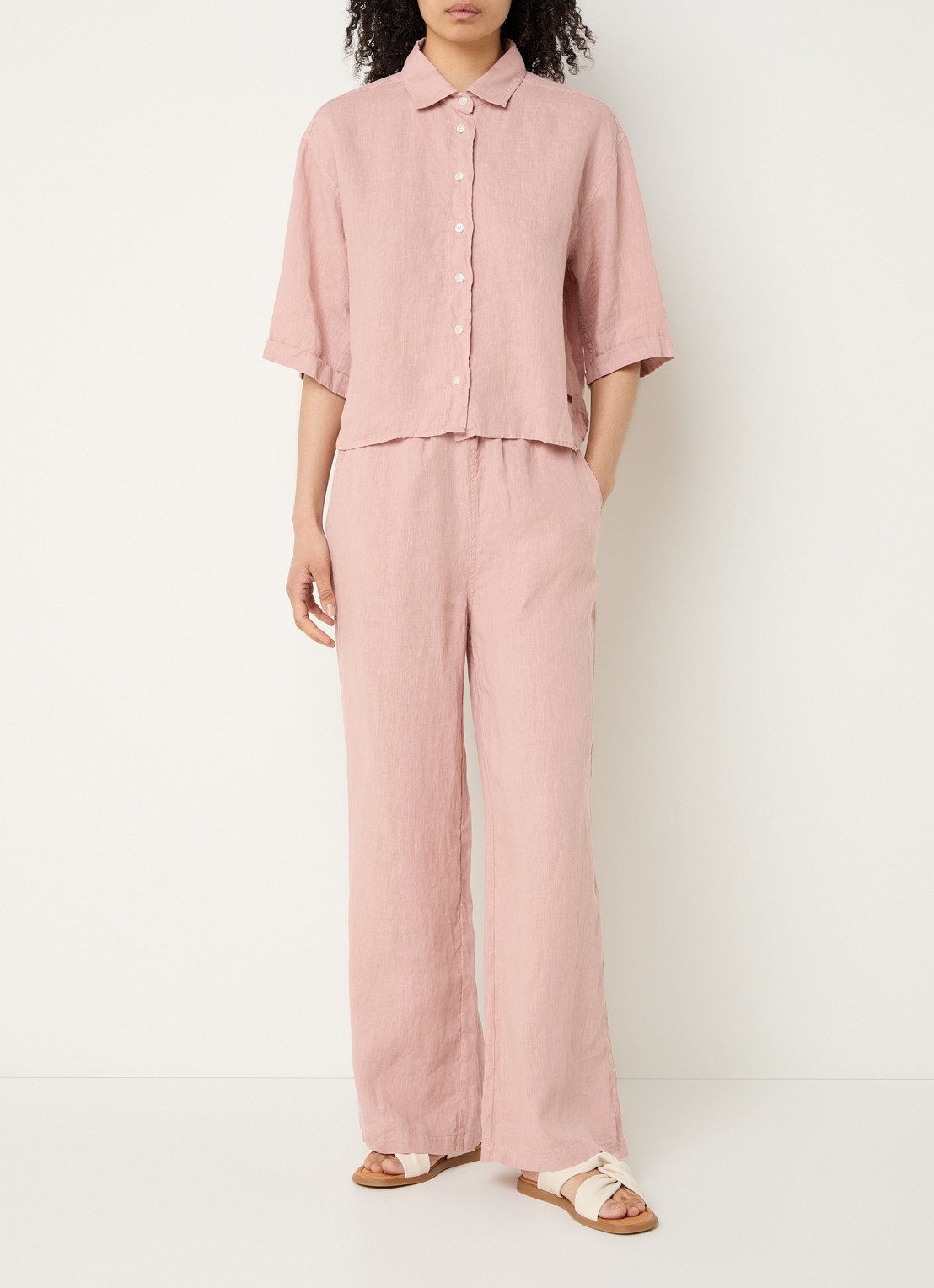 Moscow Lady blouse van linnen - voorkant 2 lichtroze