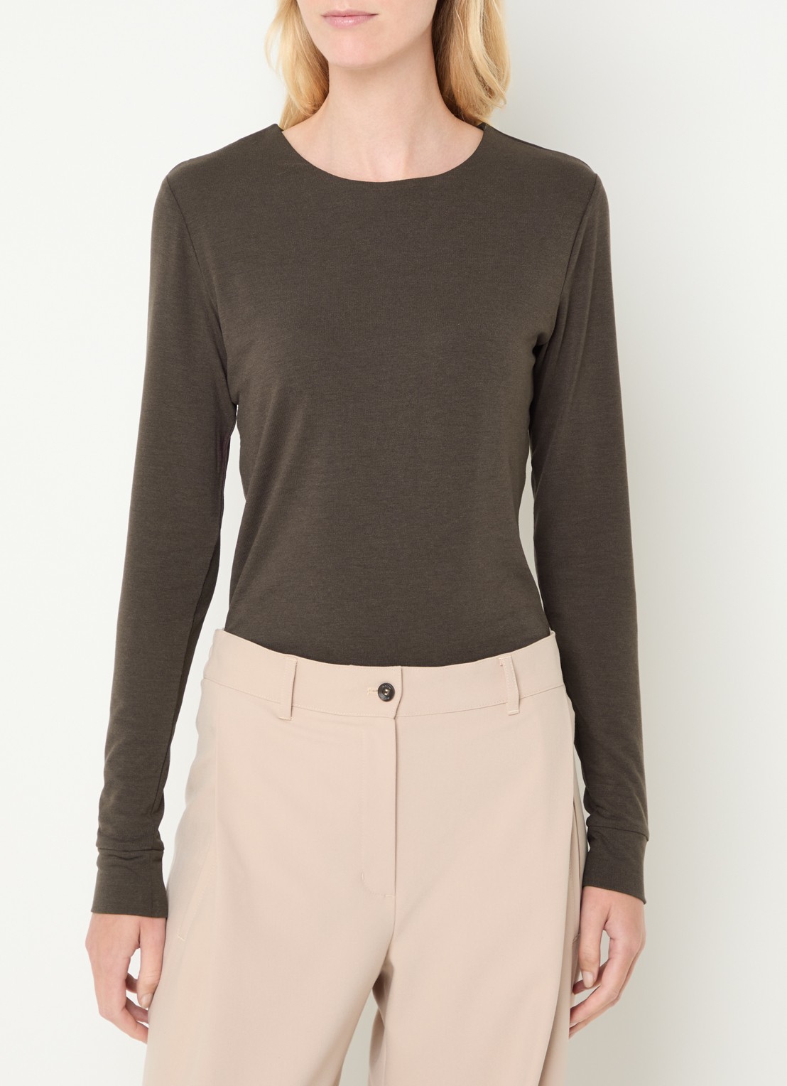 Moscow Lucia longsleeve met ronde hals - detail antraciet
