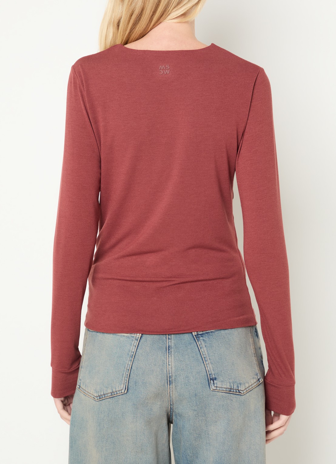 Moscow Lucia longsleeve met ronde hals - achterkant 3 steenrood