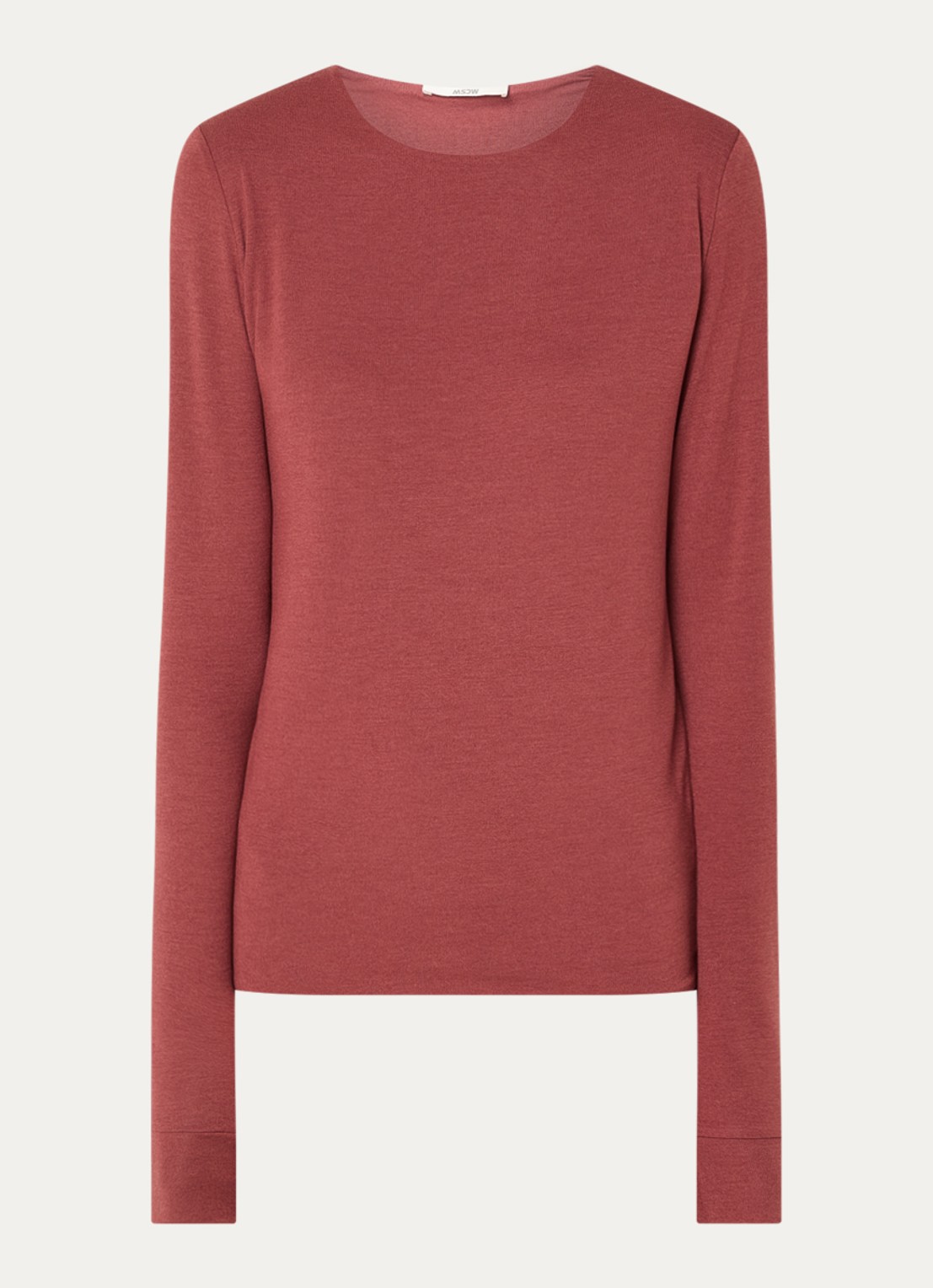 Moscow Lucia longsleeve met ronde hals - voorkant steenrood