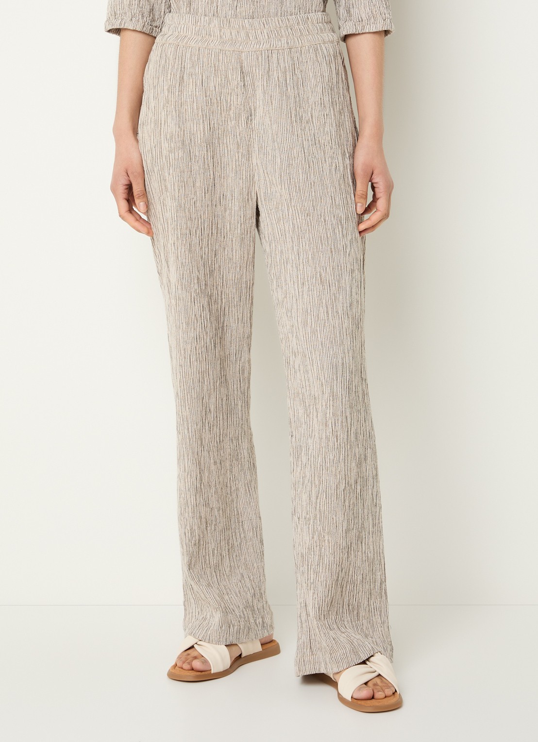 Moscow Percy high waist wide fit broek met steekzakken - detail 4 zand