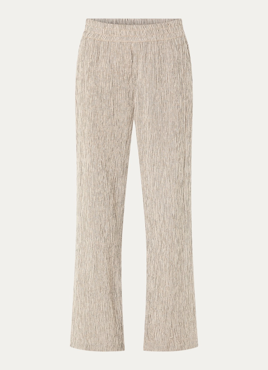Moscow Percy high waist wide fit broek met steekzakken - voorkant 2 zand