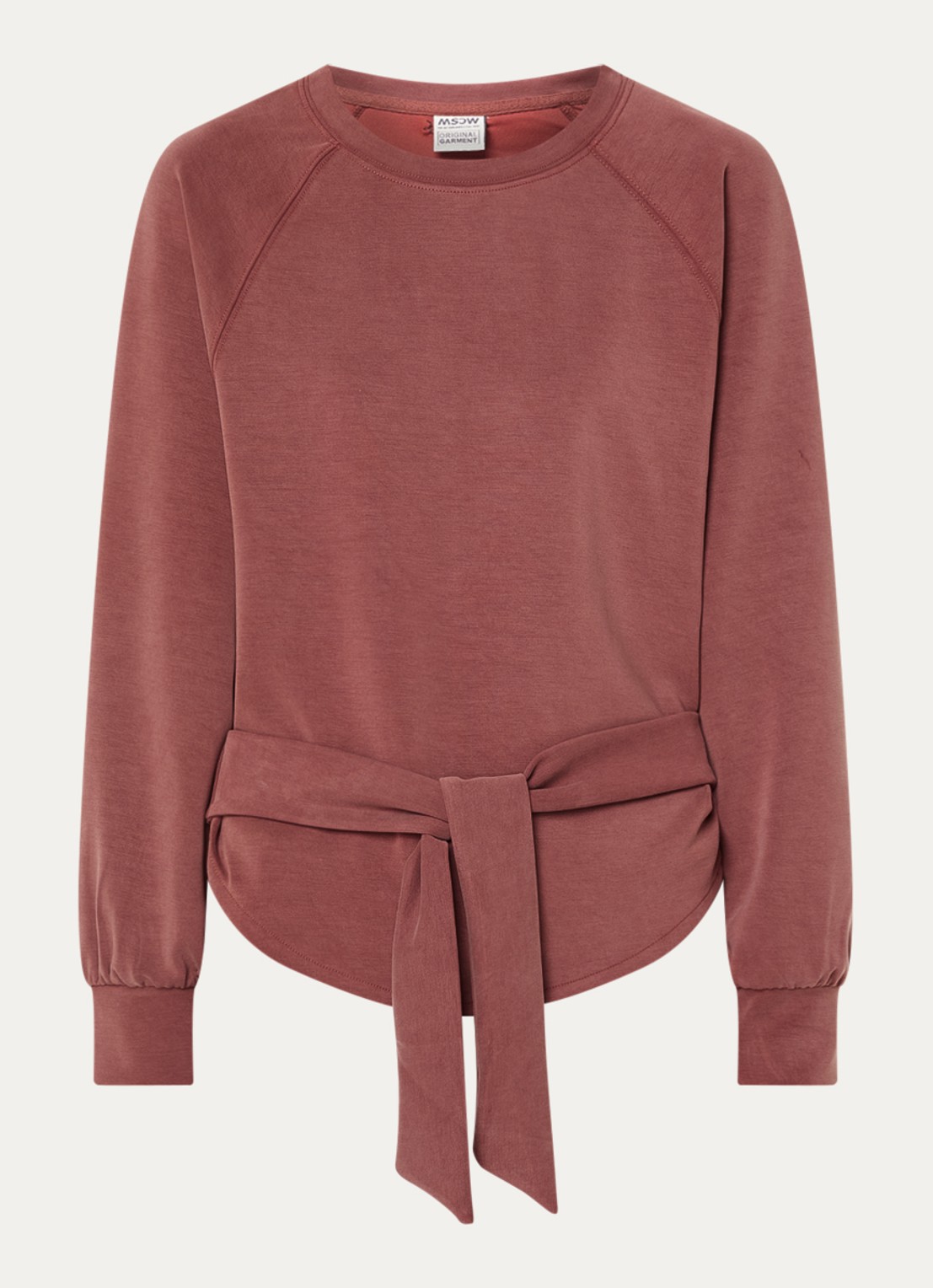 Moscow Romy sweater met strikceintuur - voorkant 3 roodbruin