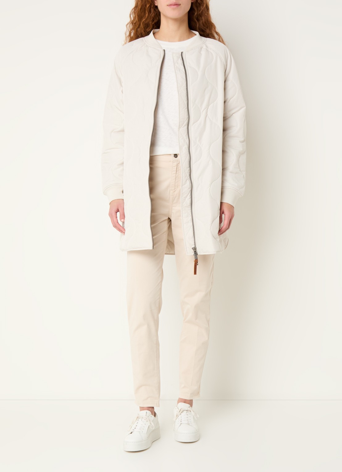 Moscow Swags quilted jas met afneembare capuchon - voorkant 3 creme