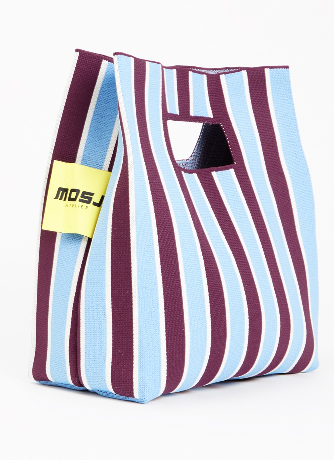 MOSJ Atelier Blueberry handtas met streepprint - achterkant paars