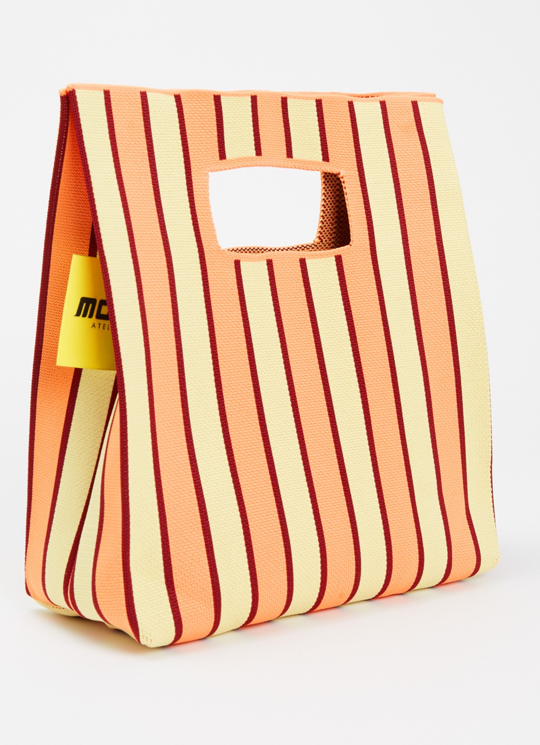 MOSJ Atelier Butter Bucket handtas met streepprint - achterkant 5 orange