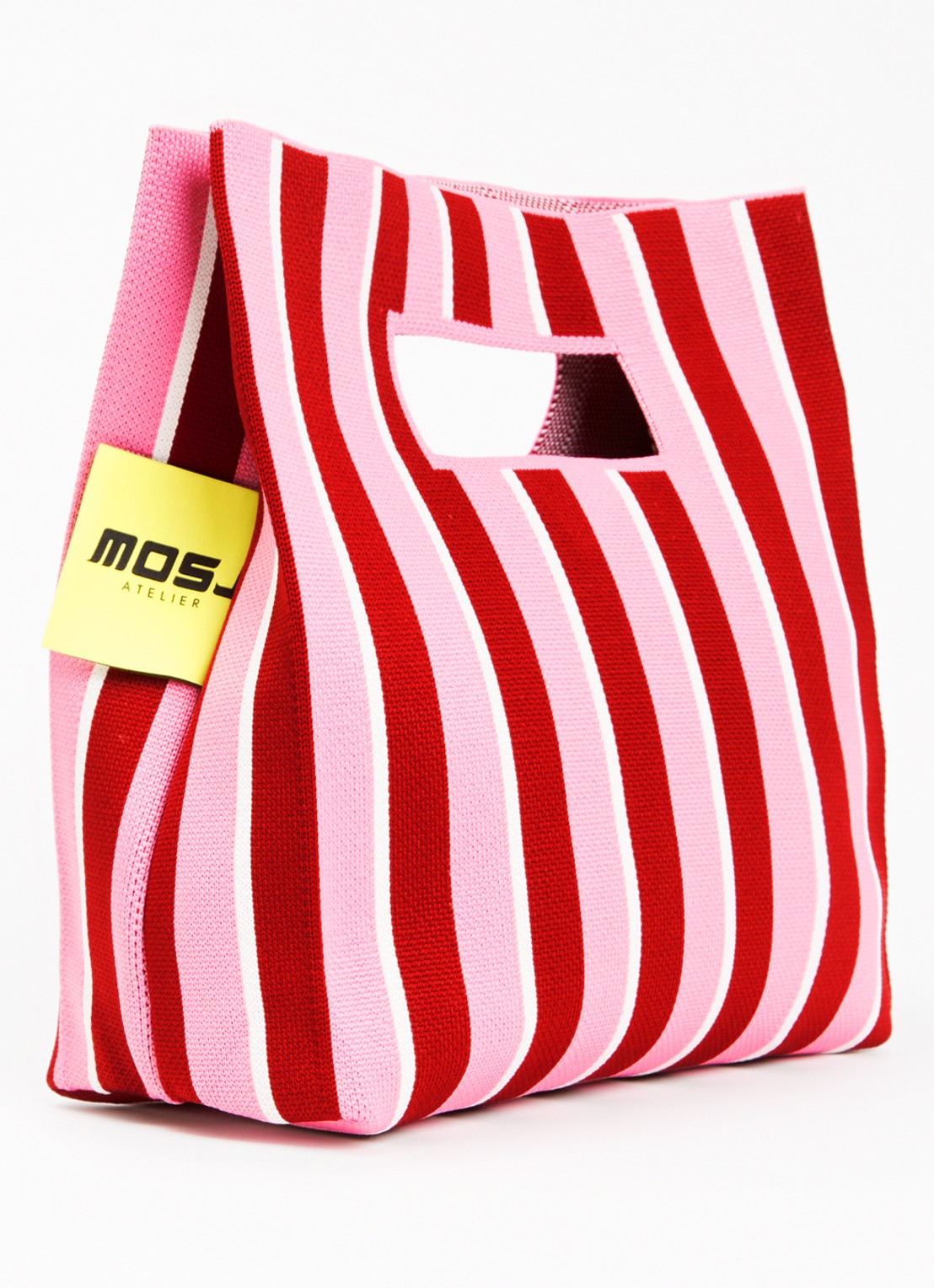 MOSJ Atelier Cherry handtas met streepprint - achterkant roze