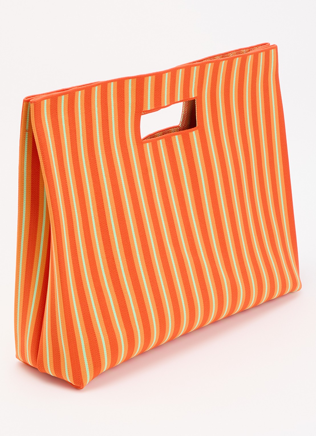 MOSJ Atelier Cosmo Everything Bucket shopper met streepprint en uitneembaar etui - achterkant orange