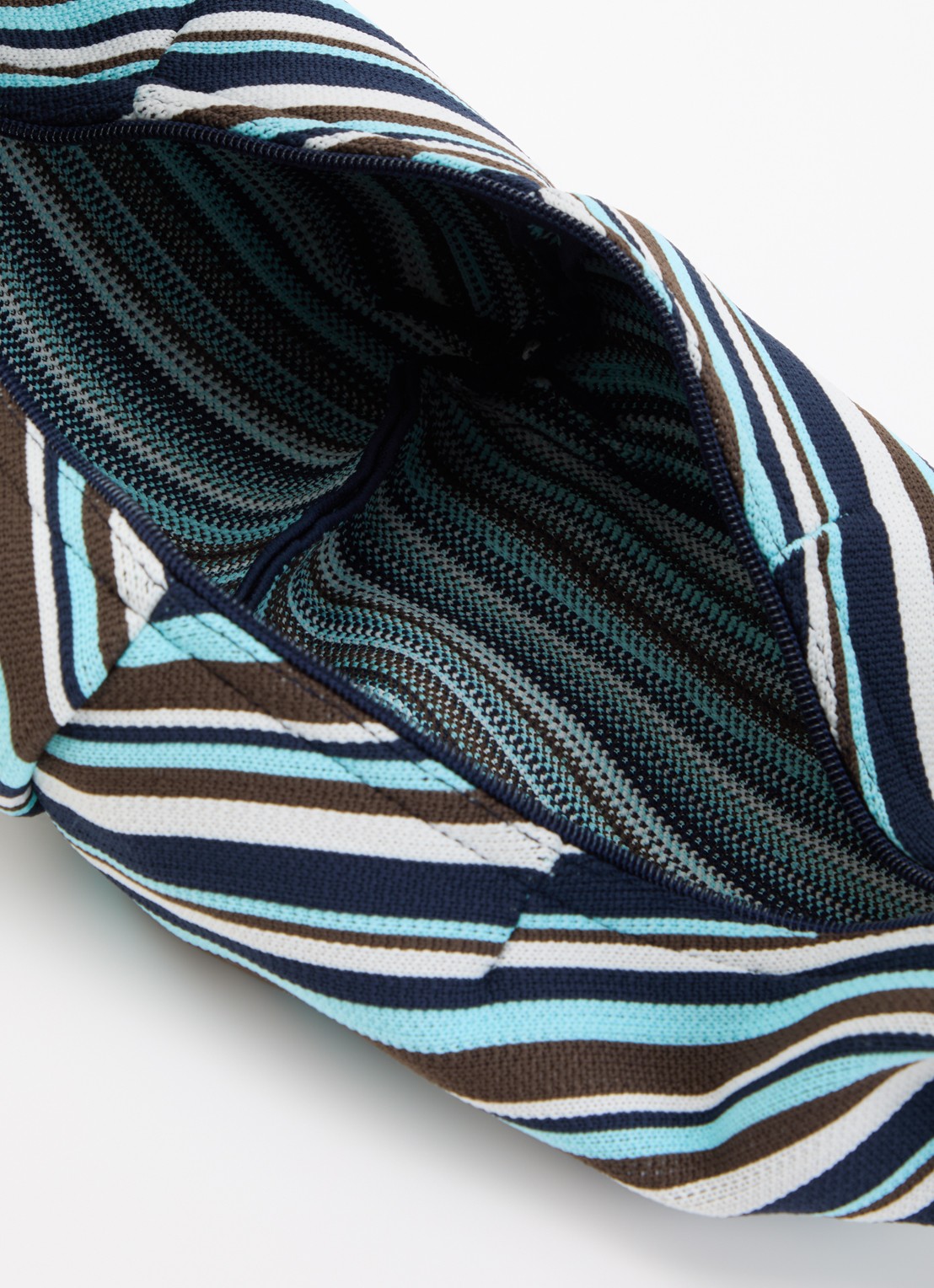 MOSJ Atelier Little Bobby City crossbodytas met streepprint en verstelbare schouderriem - detail 2 aquablauw