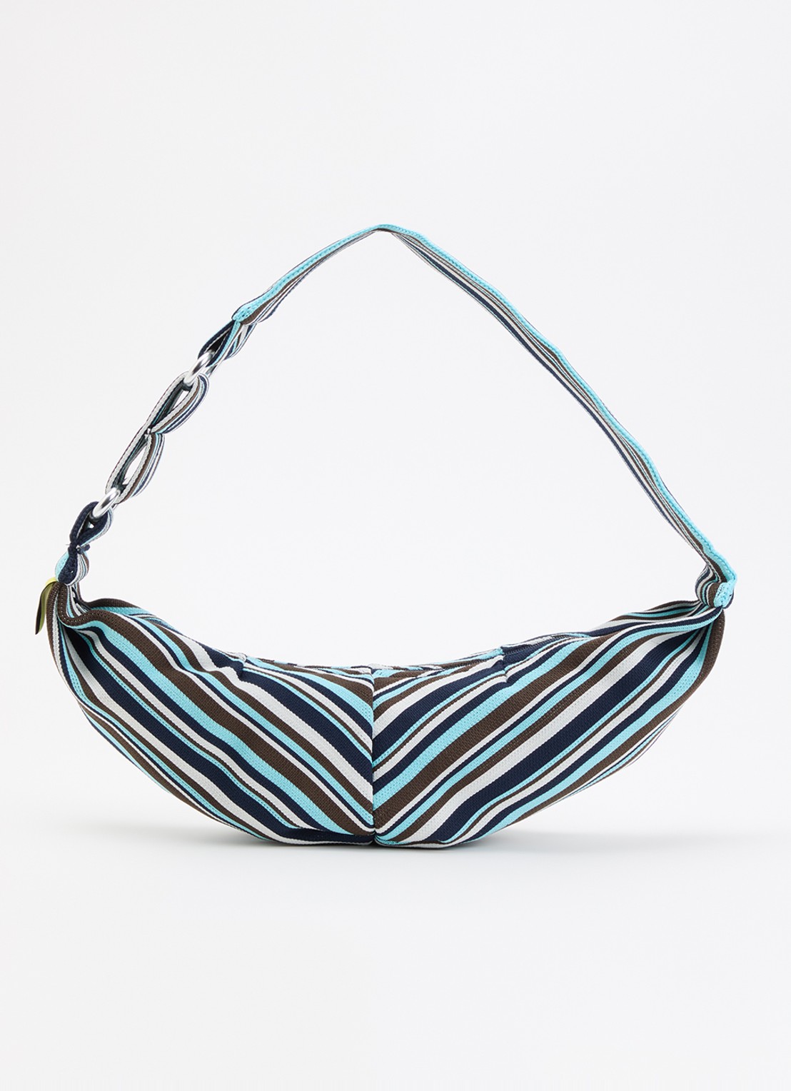 MOSJ Atelier Little Bobby City crossbodytas met streepprint en verstelbare schouderriem - voorkant 5 aquablauw