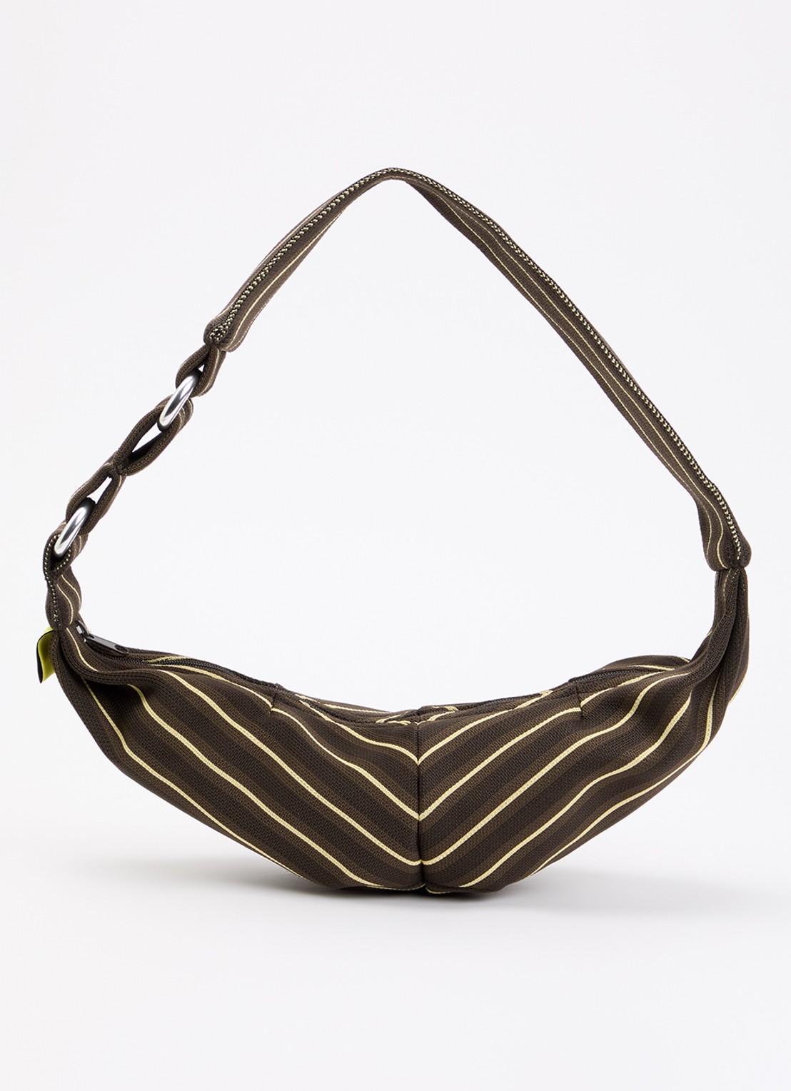 MOSJ Atelier Little M City crossbodytas met streepprint - voorkant bruin