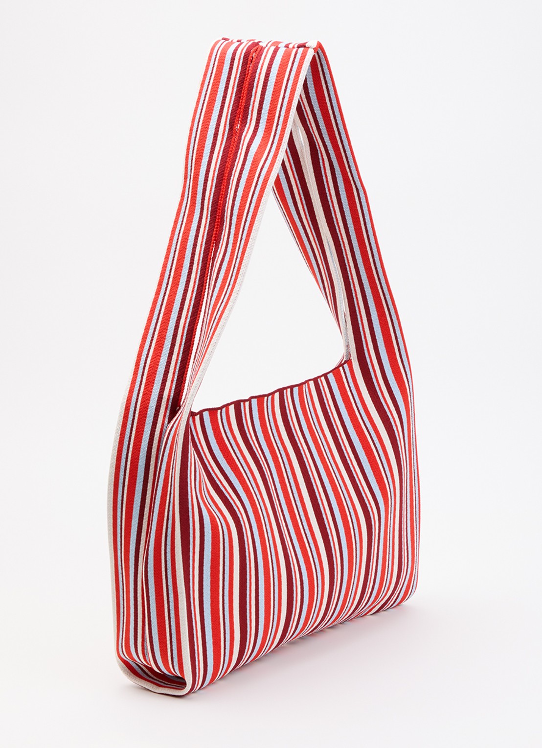 MOSJ Atelier The Ruby Boxer crossbodytas met streepprint en uitneembaar etui - achterkant bordeauxrood