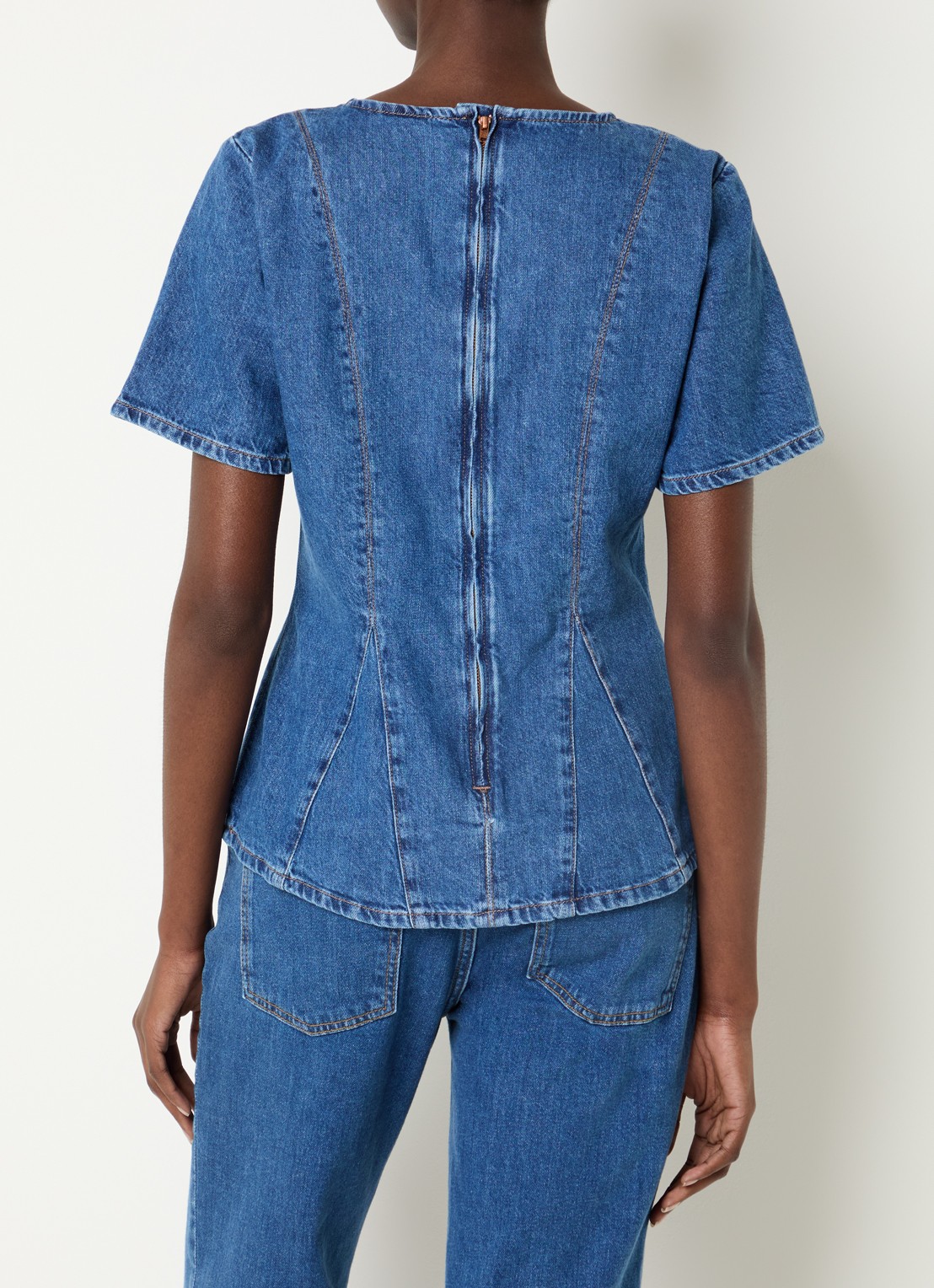 MSCH Copenhagen Alena top van chambray  - achterkant 3 indigo