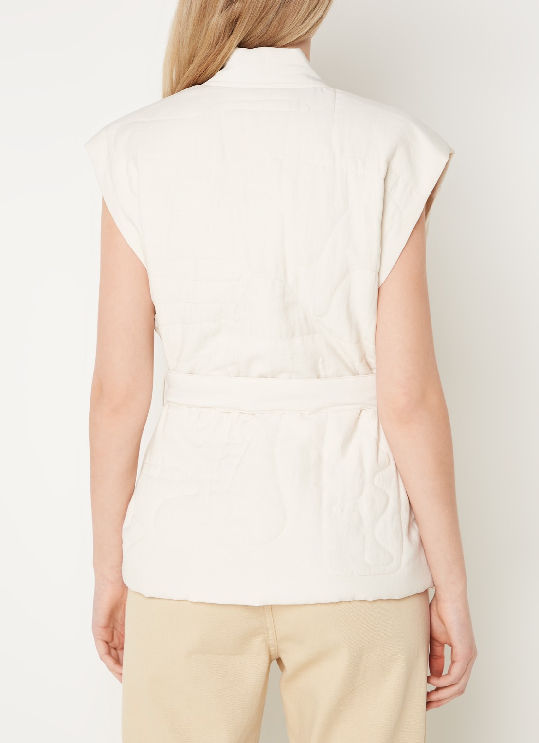 MSCH Copenhagen Edelmira gilet met strikceintuur - achterkant 2 creme