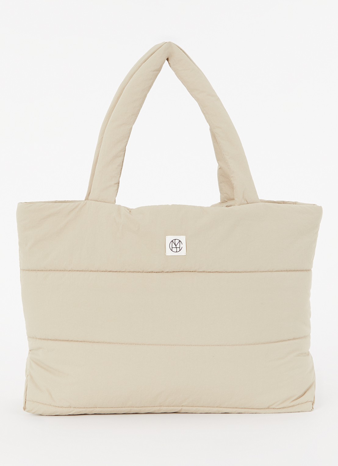 MSCH Copenhagen Gewatteerde shopper met logo - voorkant 4 beige