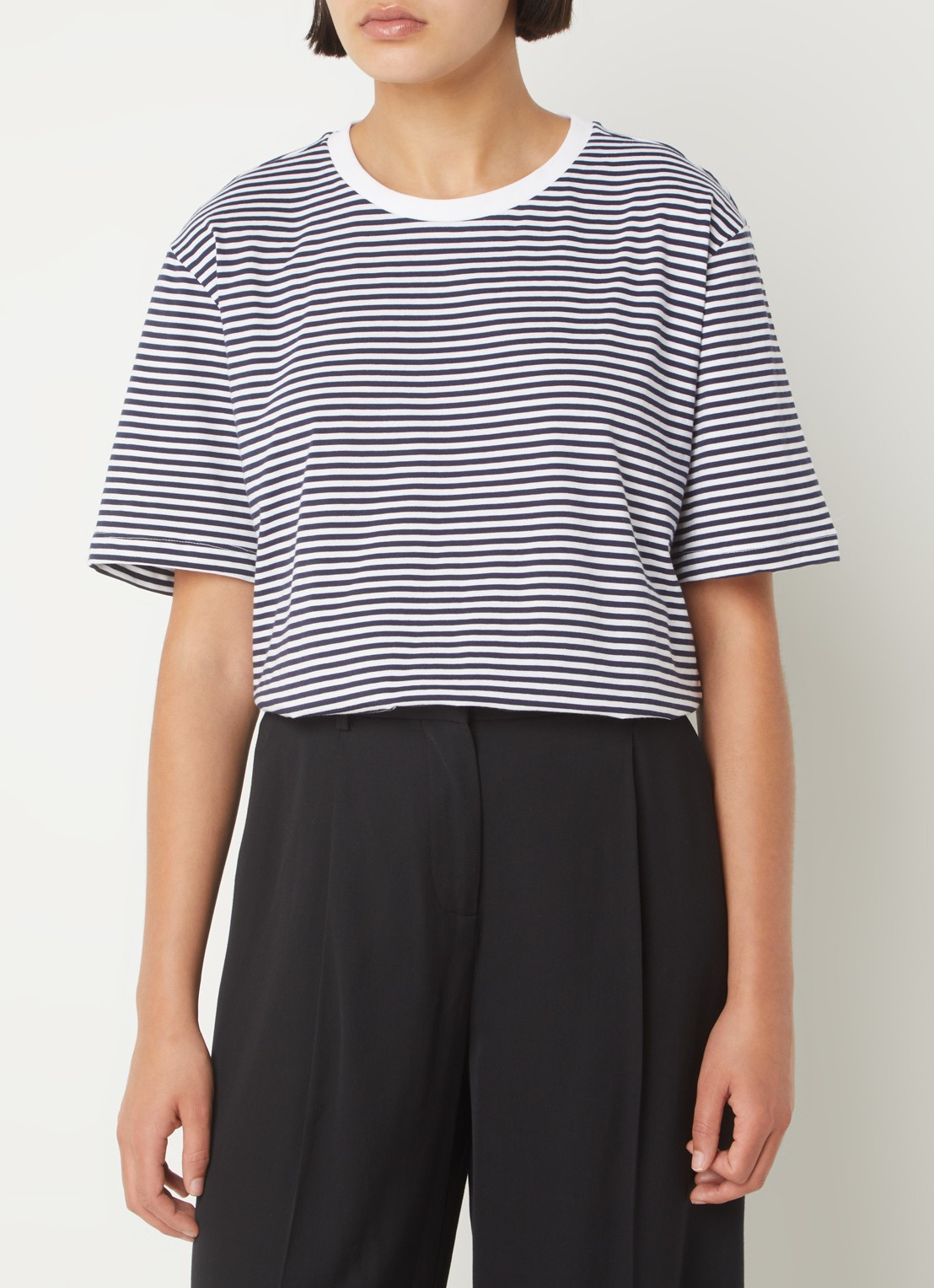 MSCH Copenhagen Hadrea T-shirt met streepprint - detail 4 zwart