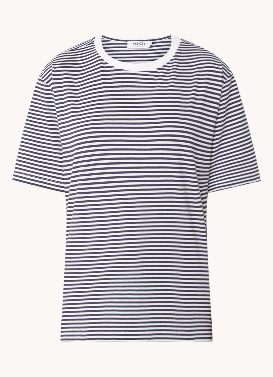 MSCH Copenhagen Hadrea T-shirt met streepprint - voorkant zwart