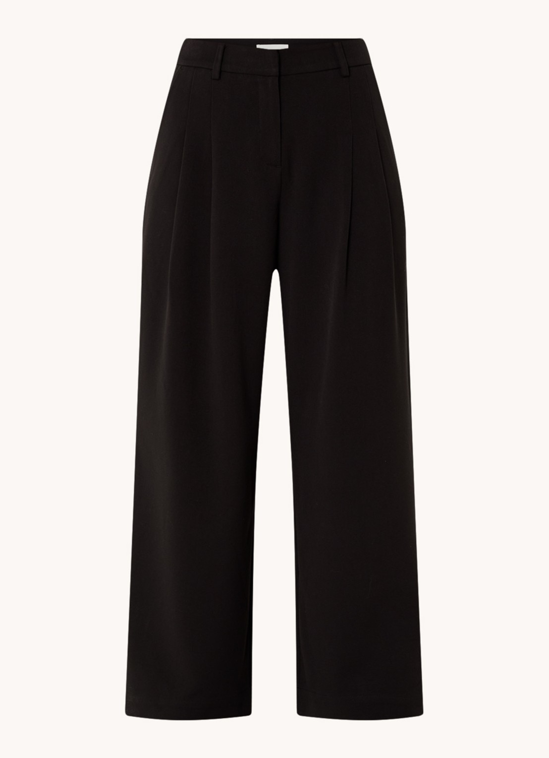 MSCH Copenhagen Henrika high waist wide fit pantalon met plooidetail - voorkant 3 zwart
