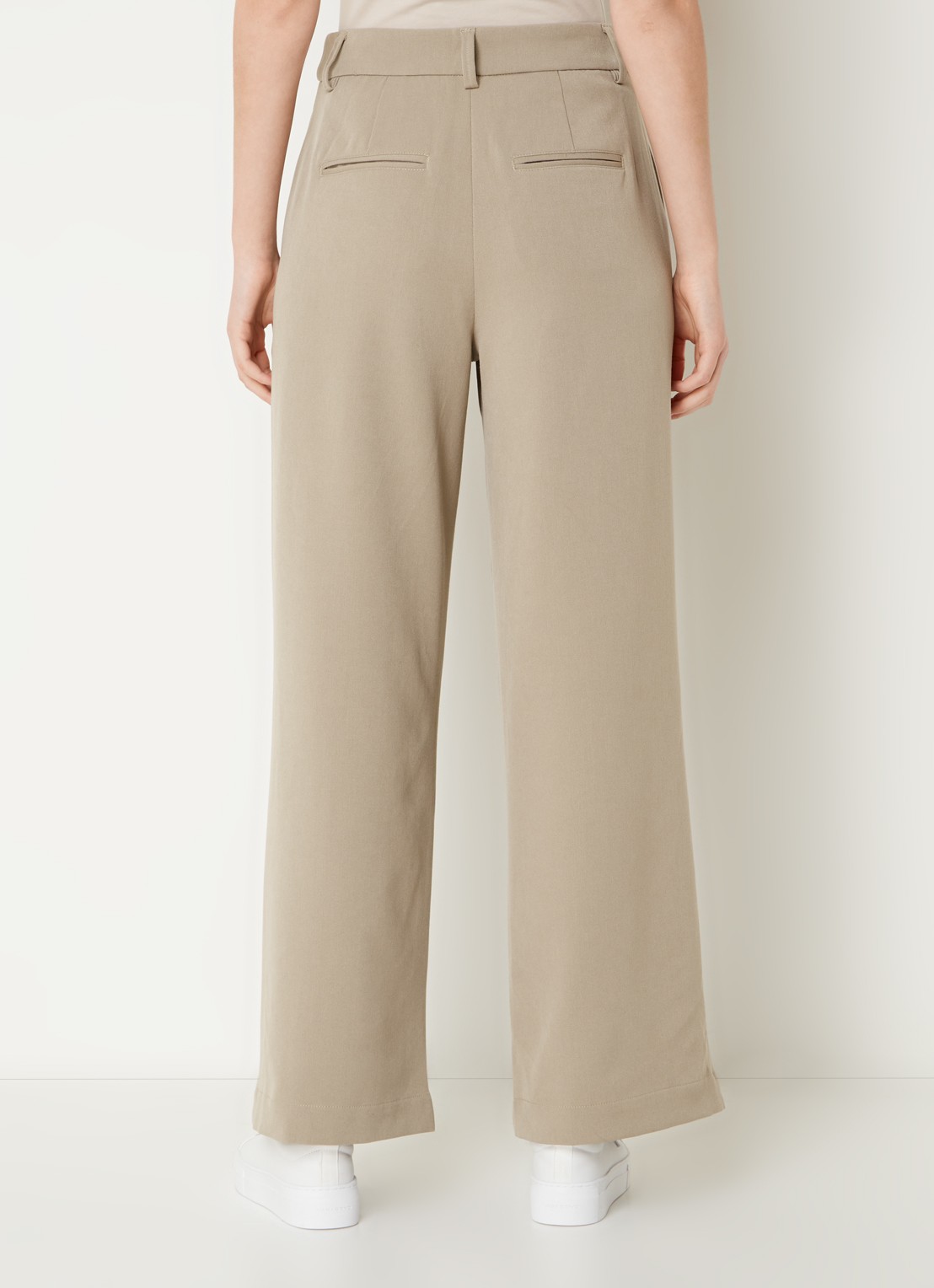 MSCH Copenhagen Henrika high waist wide fit pantalon met plooidetail - achterkant 3 bruin