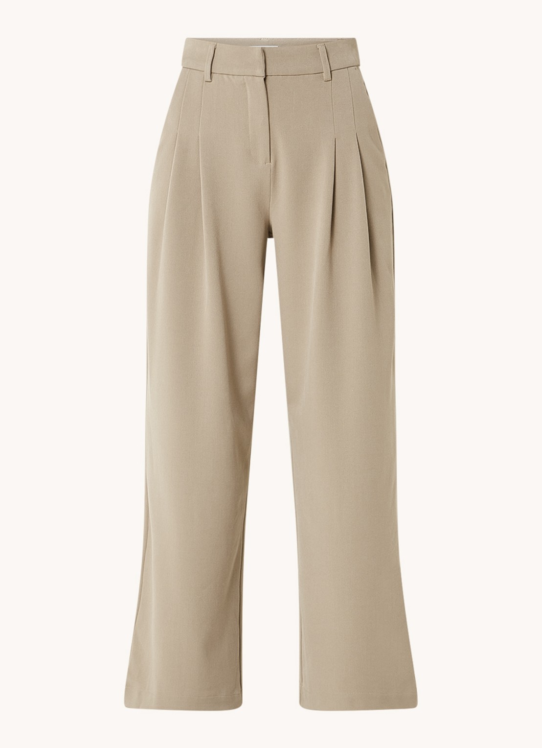 MSCH Copenhagen Henrika high waist wide fit pantalon met plooidetail - voorkant bruin