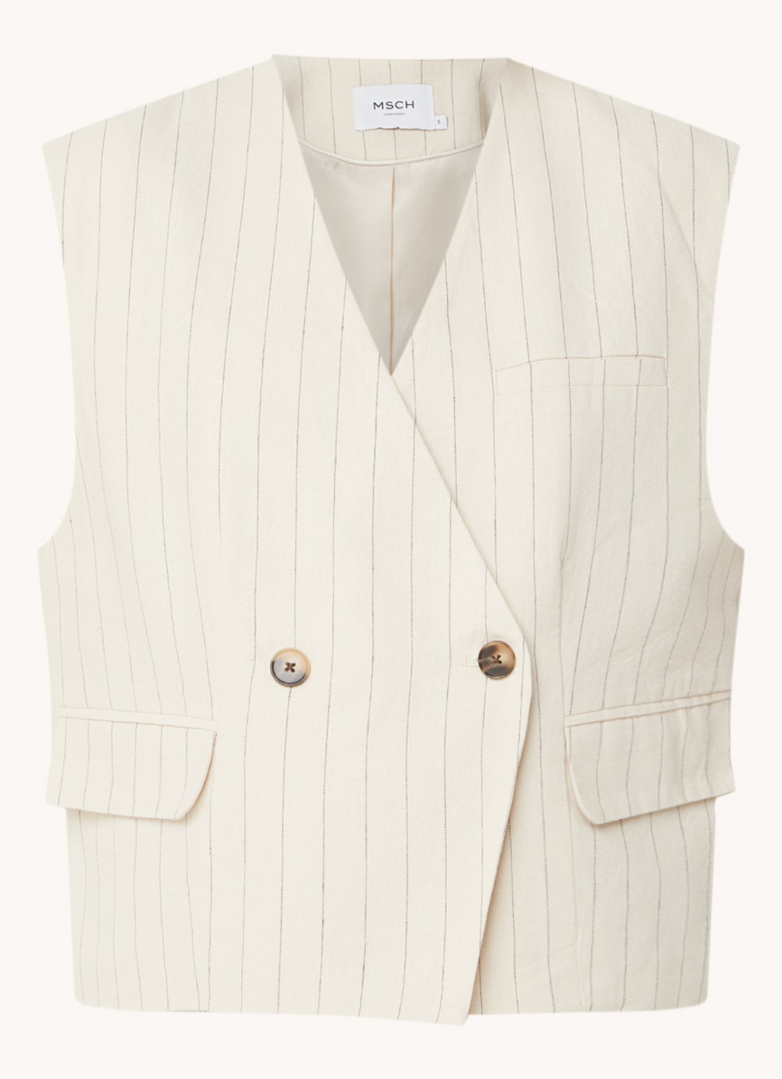 MSCH Copenhagen Jonalyn gilet in linnenblend met klepzakken - voorkant multicolor