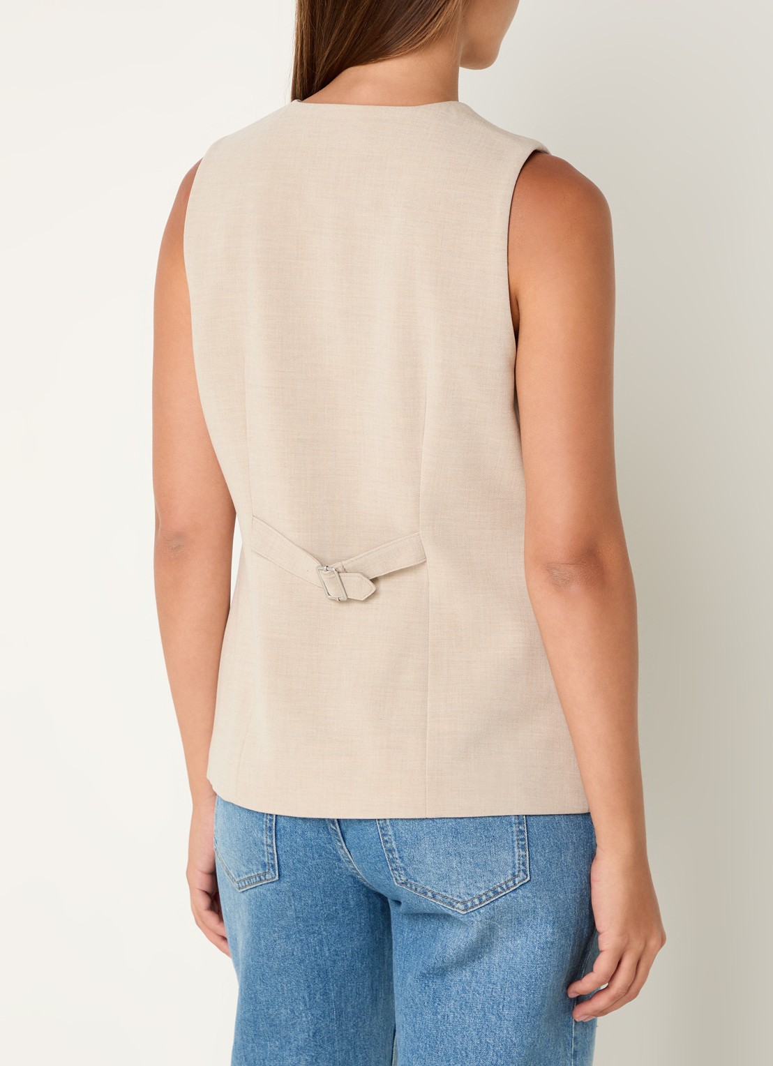 MSCH Copenhagen Mirabelle gilet met ceintuur - achterkant beige
