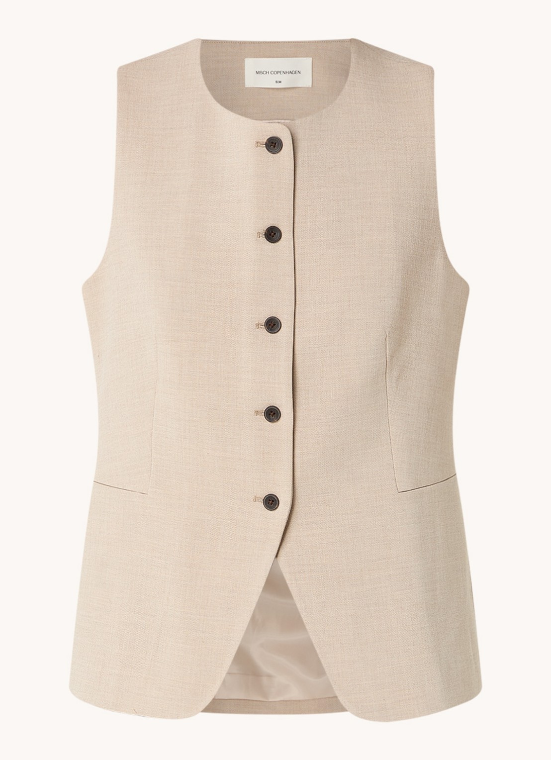 MSCH Copenhagen Mirabelle gilet met ceintuur - voorkant 2 beige
